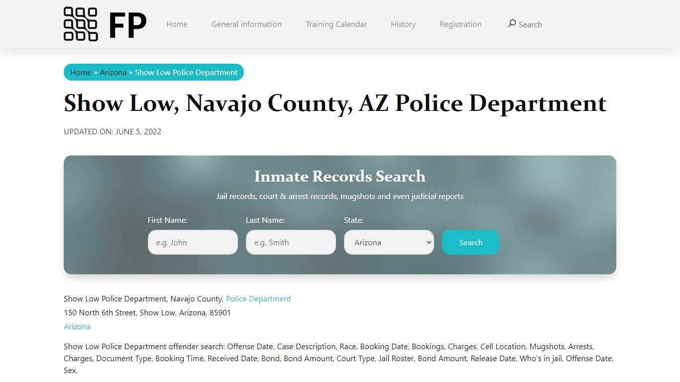 Show Low, AZ Police - City Jail Inmates, Arrests