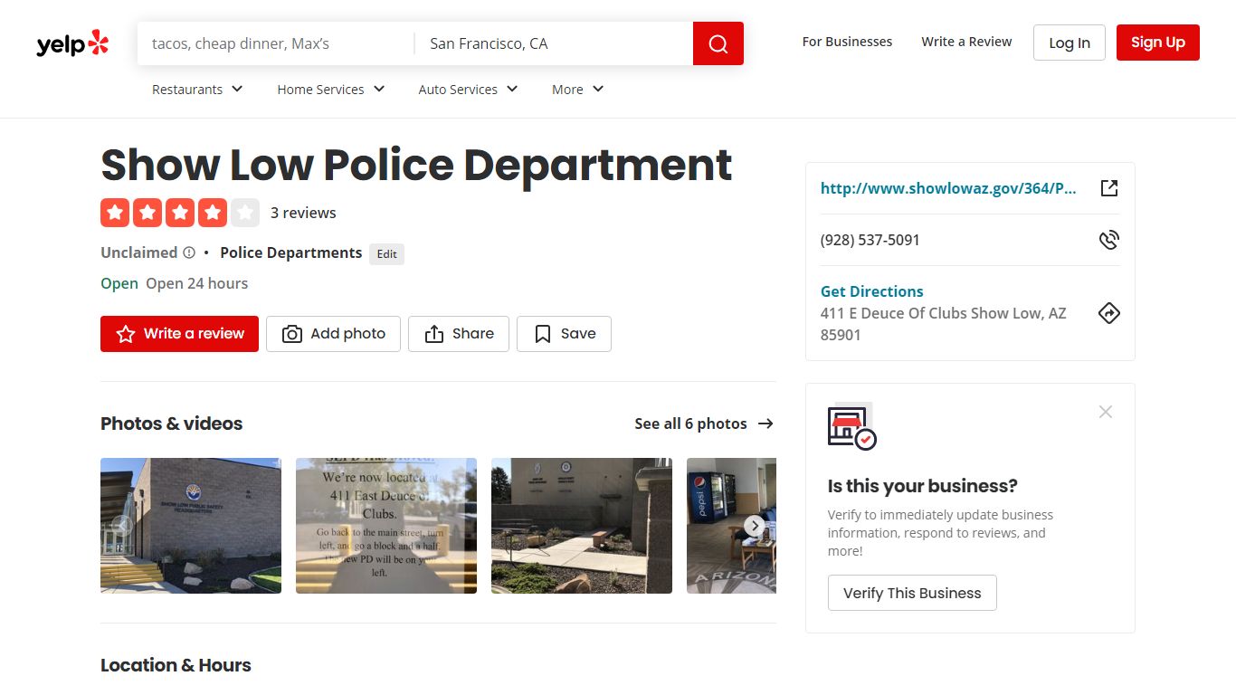 SHOW LOW POLICE DEPARTMENT - Police Departments - Yelp