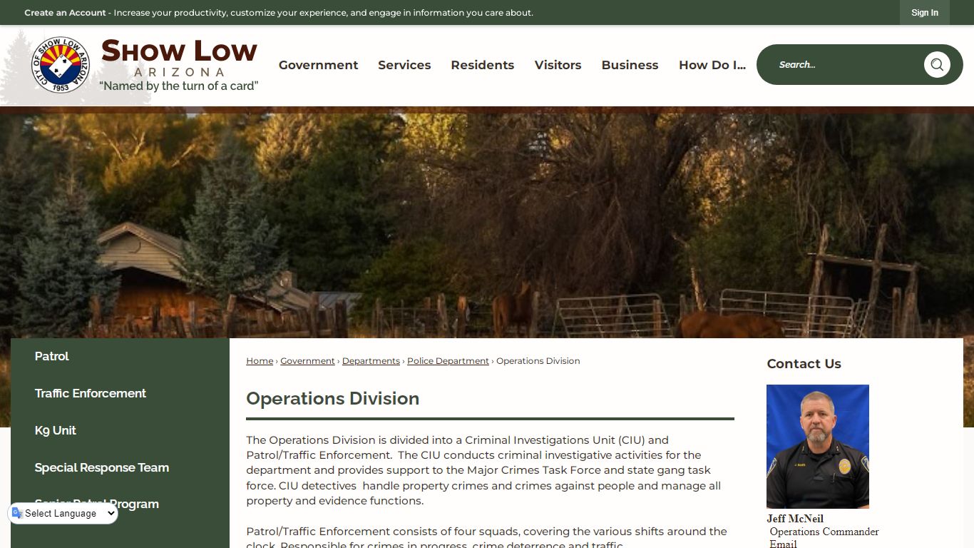 Operations Division | Show Low, AZ - Official Website